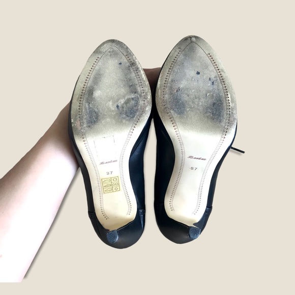 Bata Genuine Black Leather Oxford Stiletto/Pump Lace Up Platform Ankle Booties - Picture 8 of 9